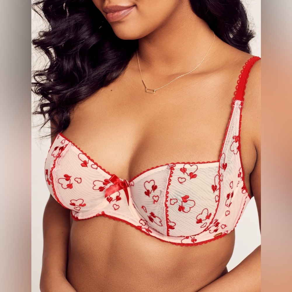 Adore Me Brittany Unlined Red Heart Balconette Bra